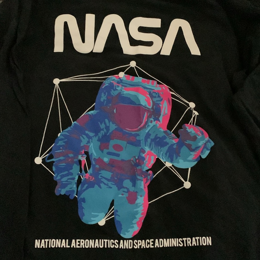 NASA Tee Mens SzM black neon graphic - Picture 2 of 4
